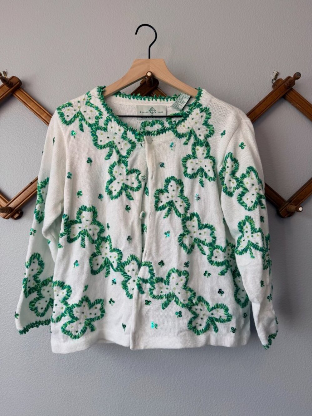 Vintage Design Options Shamrock Sweater Cardigan (M)